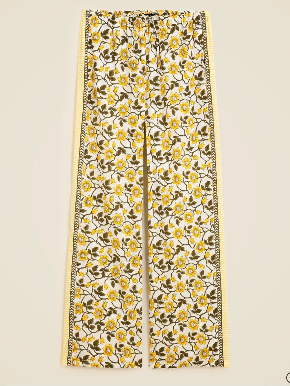 J. Crew 100% Cotton voile beach pant in daffodil daze block print